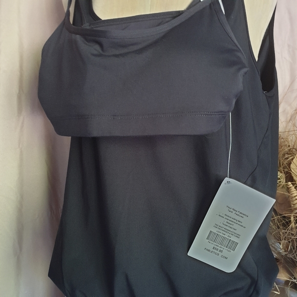 Fabletics 2 in 1 Lucia Blk Reversible Draped Tank-Top w/ Removable Sports Bra XS - Picture 8 of 16